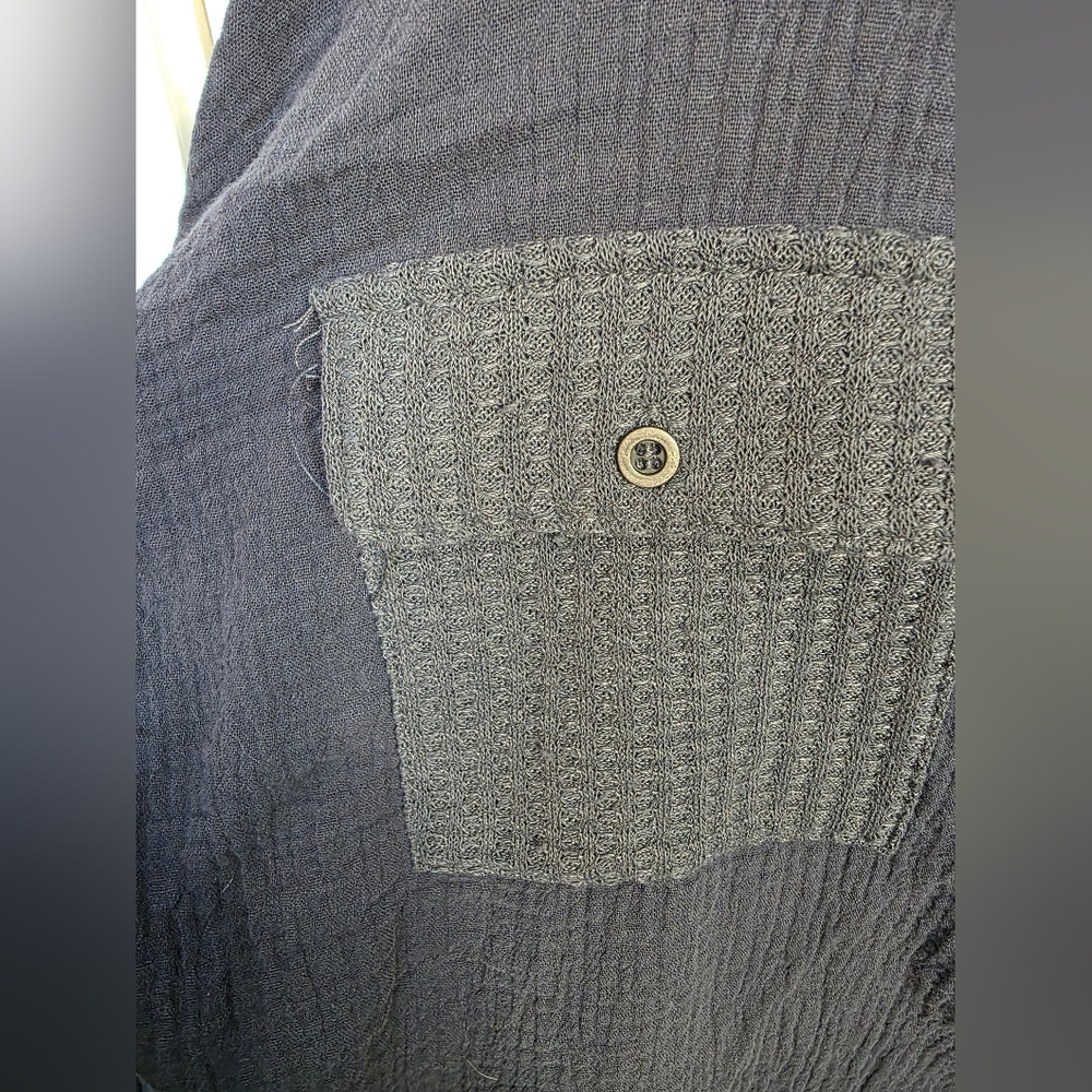POL Navy Blue Oversized High Low Long Sleeve Henley Knit Top - Picture 7 of 13